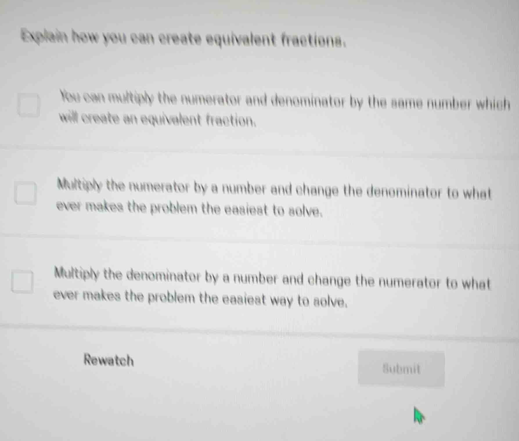 explain how you can create equivalent fractions. you can multiply the n…