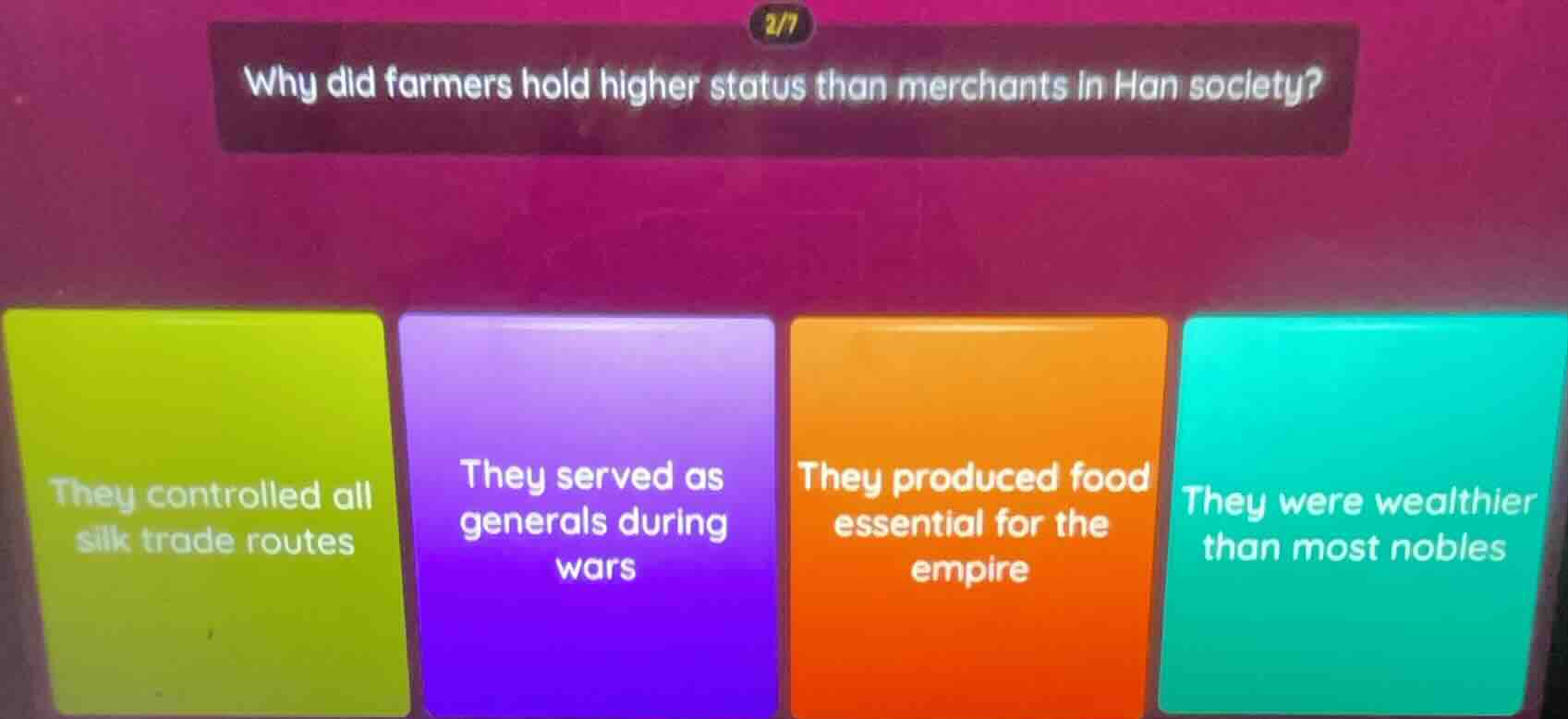 why did farmers hold higher status than merchants in han society? they …