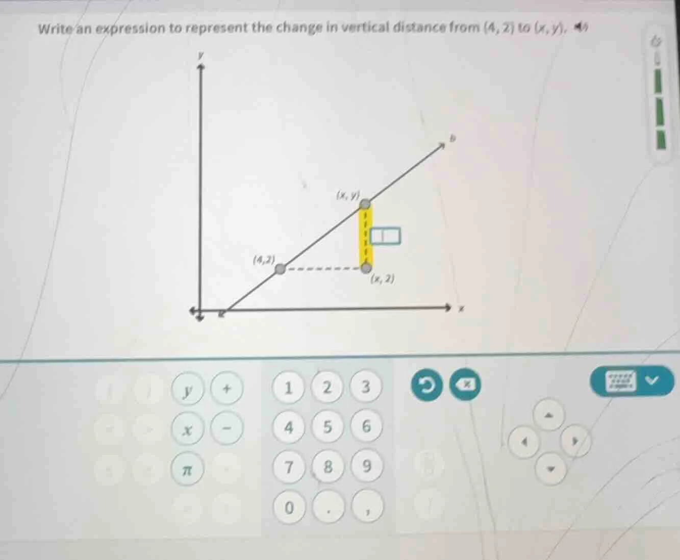 write an expression to represent the change in vertical distance from (…