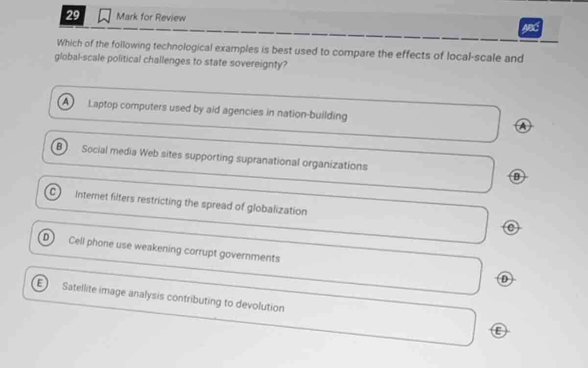 29 mark for review which of the following technological examples is bes…