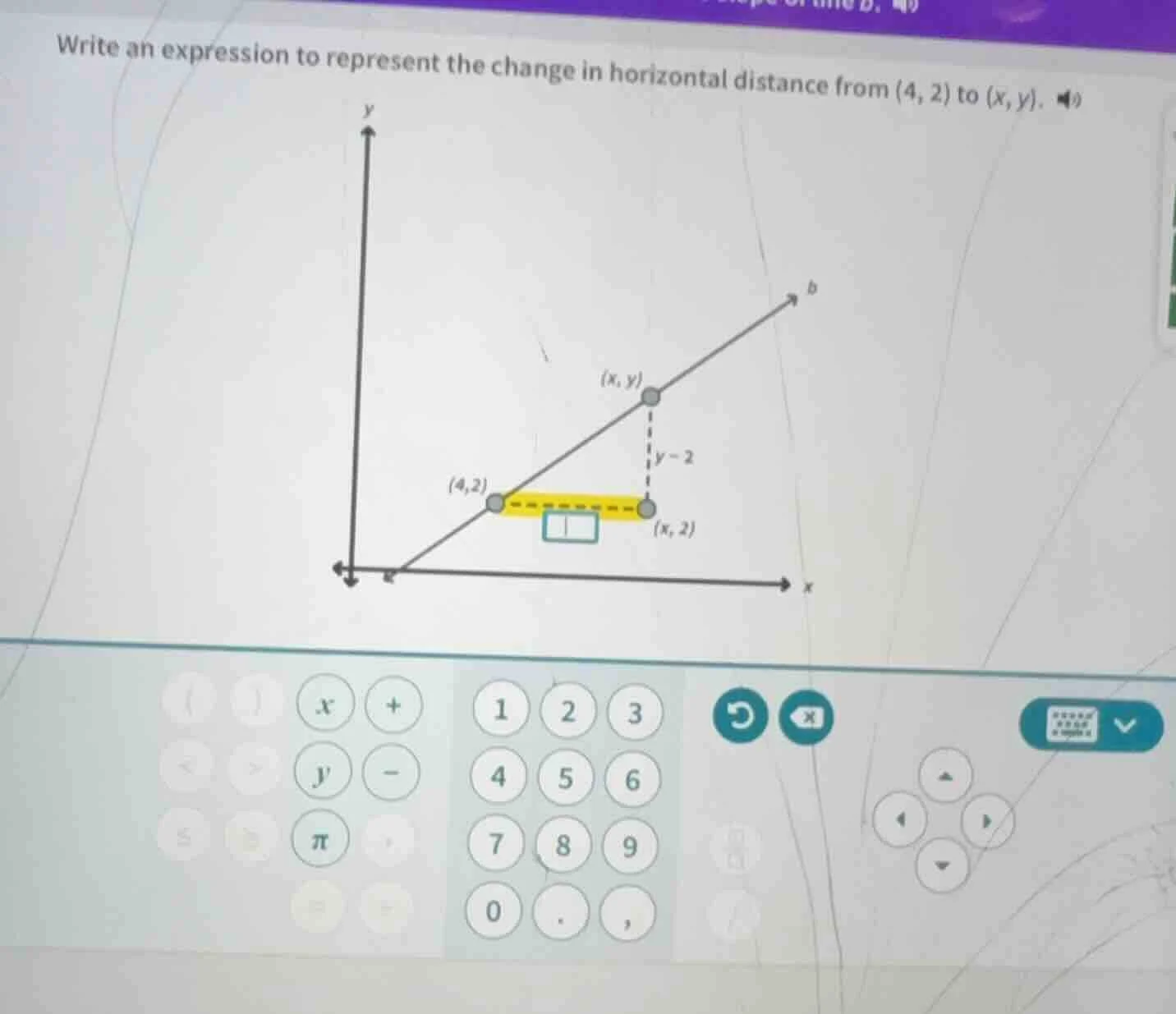 write an expression to represent the change in horizontal distance from…