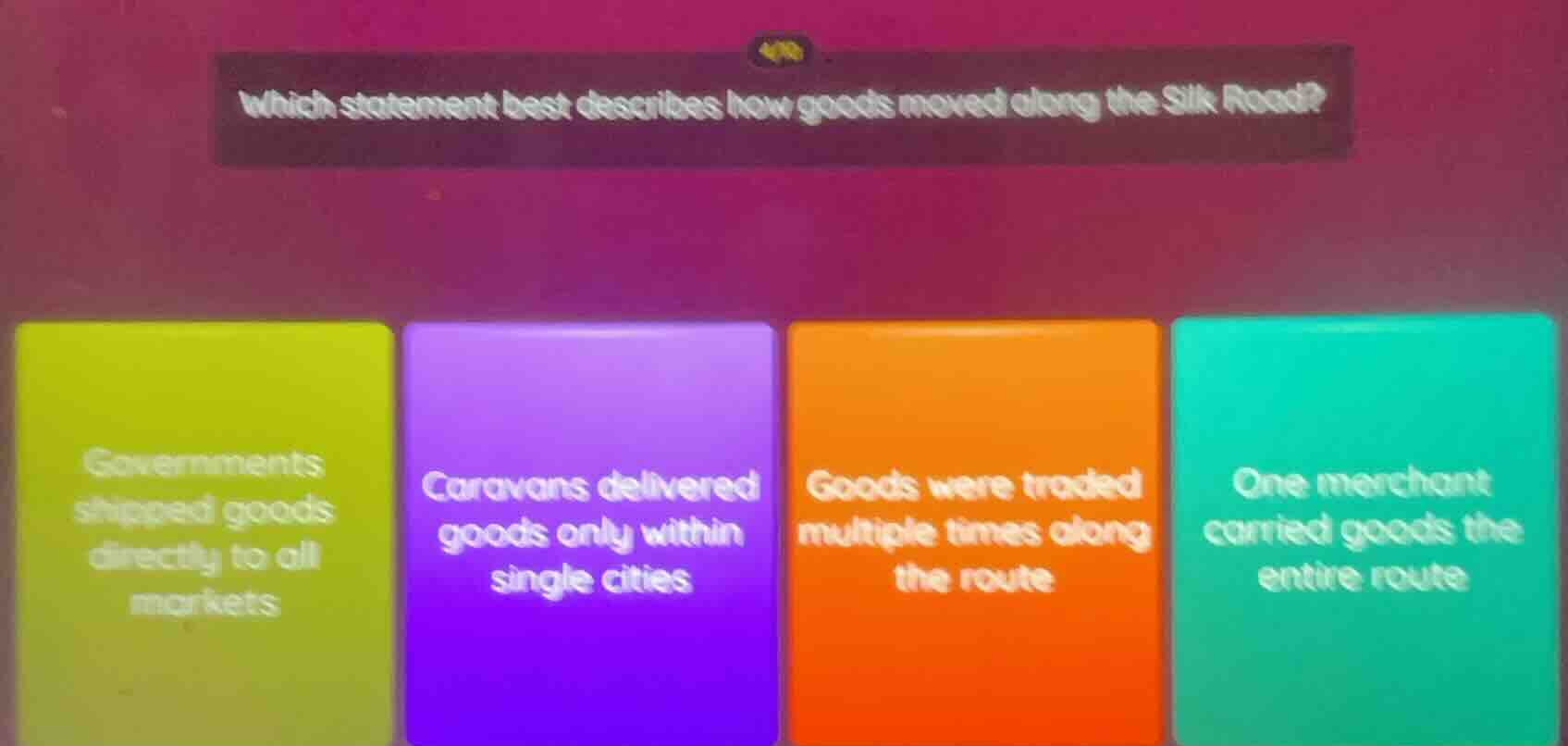 which statement best describes how goods moved along the silk road? gov…