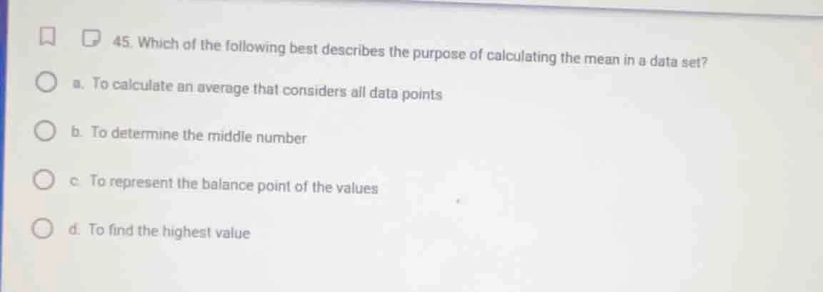 45. which of the following best describes the purpose of calculating th…