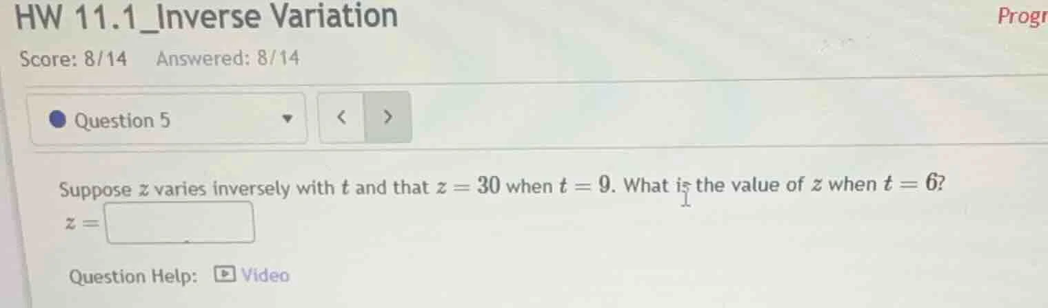 hw 11.1_inverse variation score: 8/14 answered: 8/14 question 5 suppose…