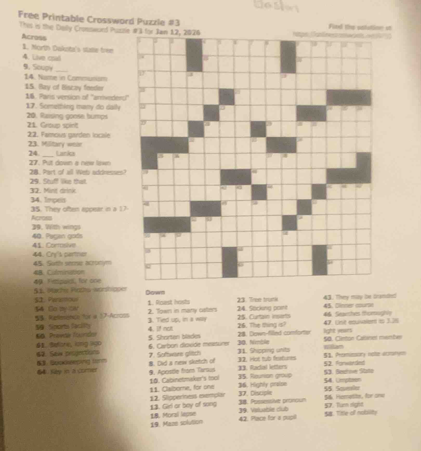 free printable crossword puzzle #3 this is the daily crossword puzzle #…