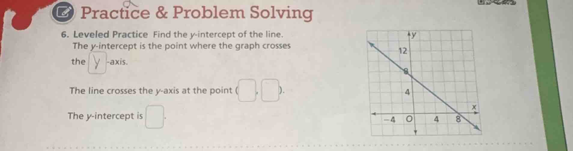 practice & problem solving 6. leveled practice find the y-intercept of …