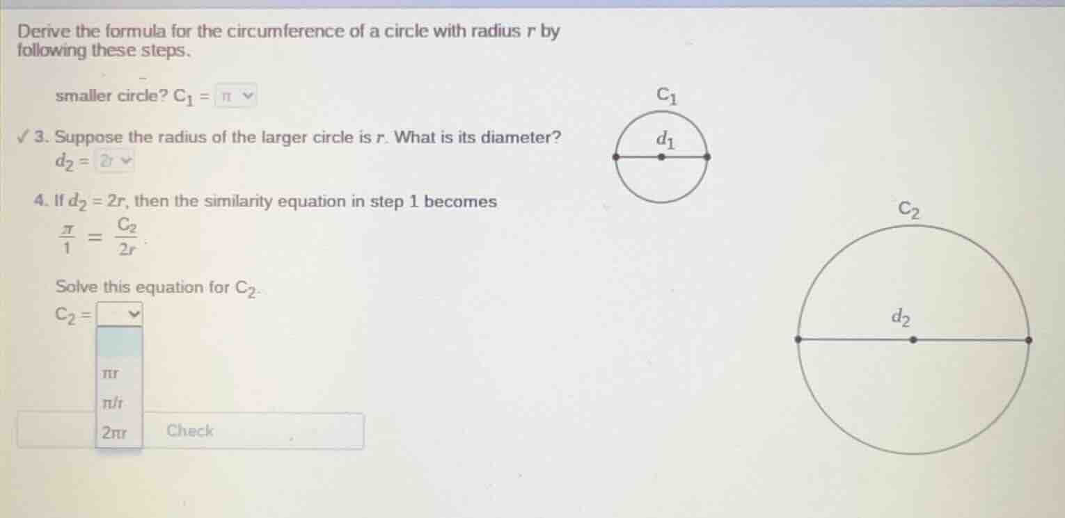 derive the formula for the circumference of a circle with radius r by f…