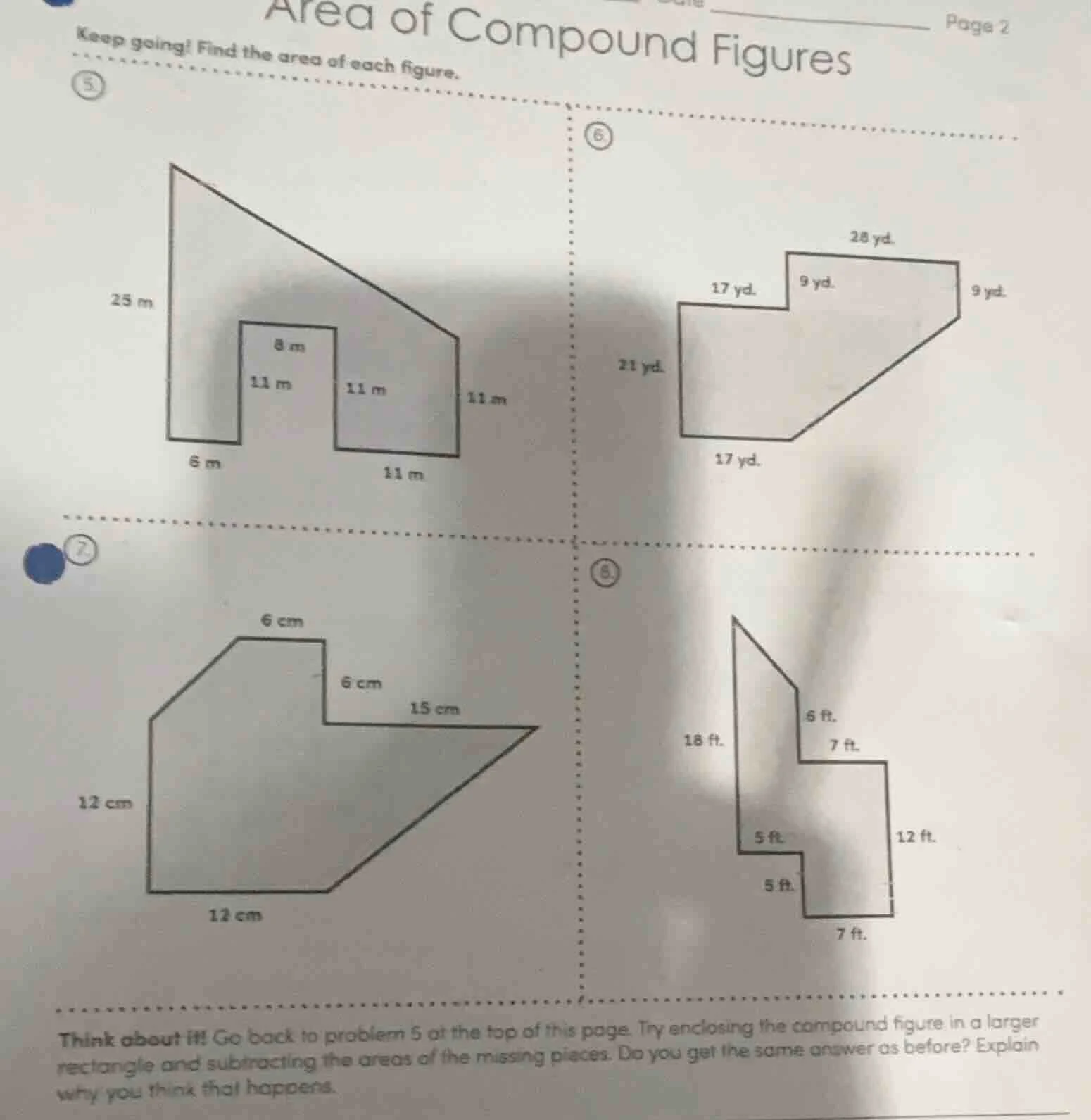 area of compound figures page 2 keep going! find the area of each figur…