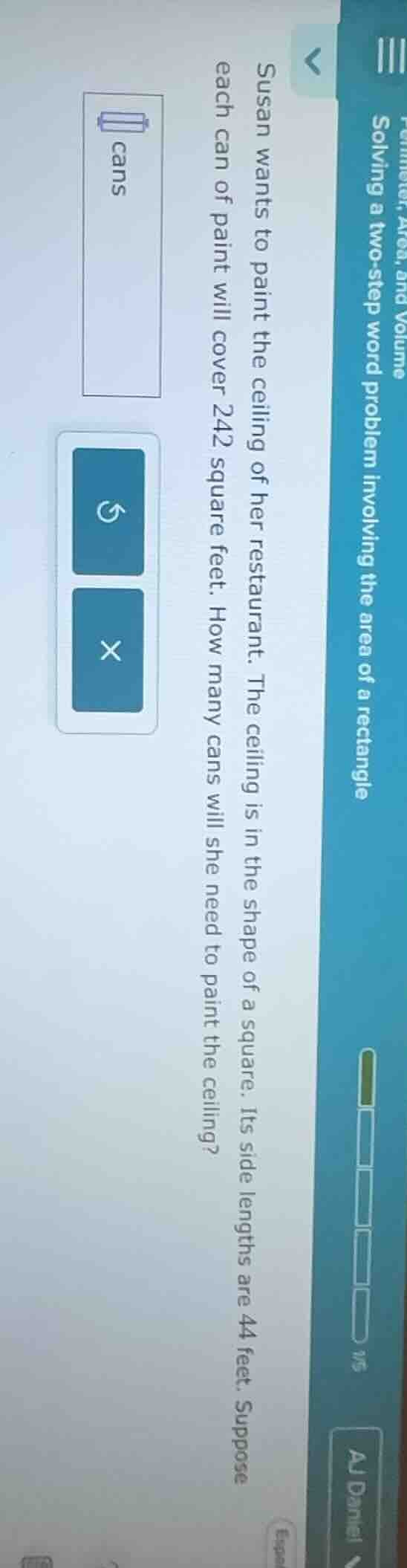 susan wants to paint the ceiling of her restaurant. the ceiling is in t…