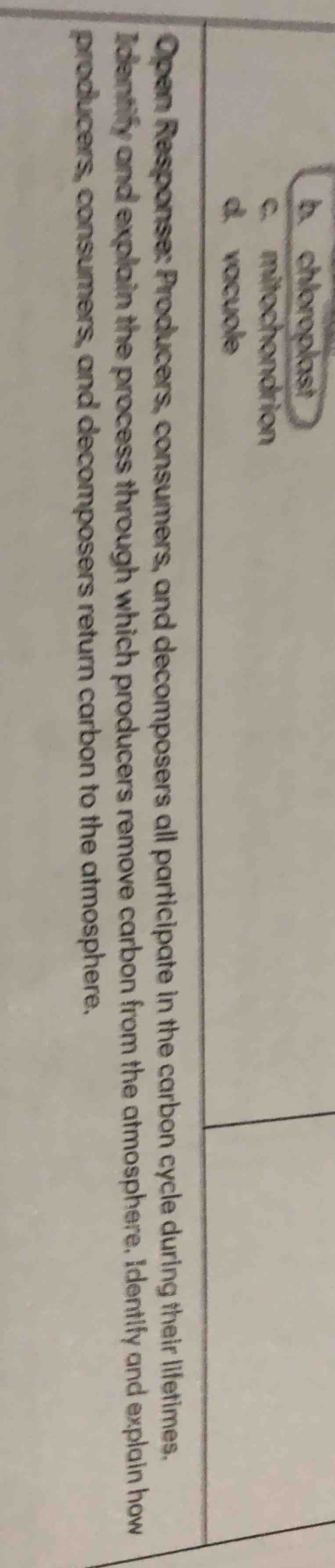 open response: producers, consumers, and decomposers all participate in…