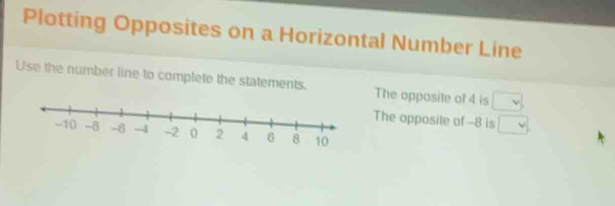 plotting opposites on a horizontal number line use the number line to c…