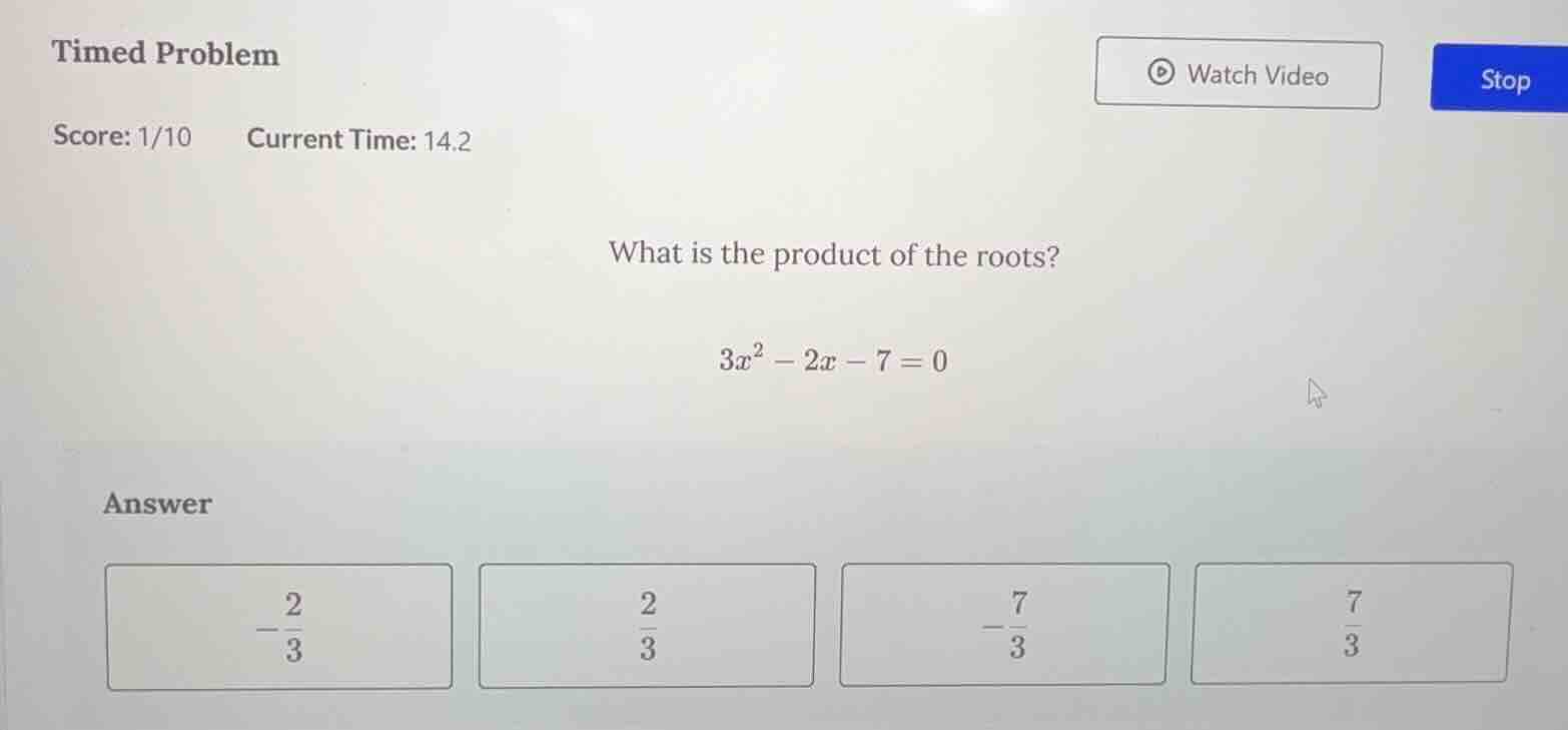 timed problem score: 1/10 current time: 14.2 what is the product of the…