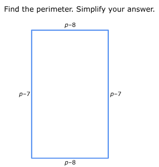 find the perimeter. simplify your answer. the figure is a rectangle wit…