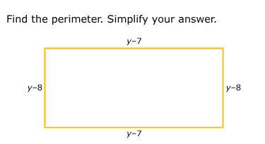 find the perimeter. simplify your answer. the figure is a rectangle wit…