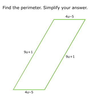 find the perimeter. simplify your answer. the figure is a parallelogram…