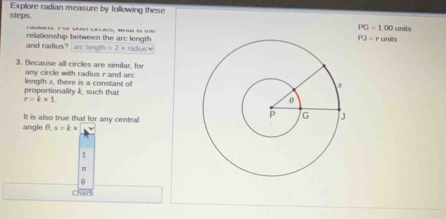 explore radian measure by following these steps. relationship between t…
