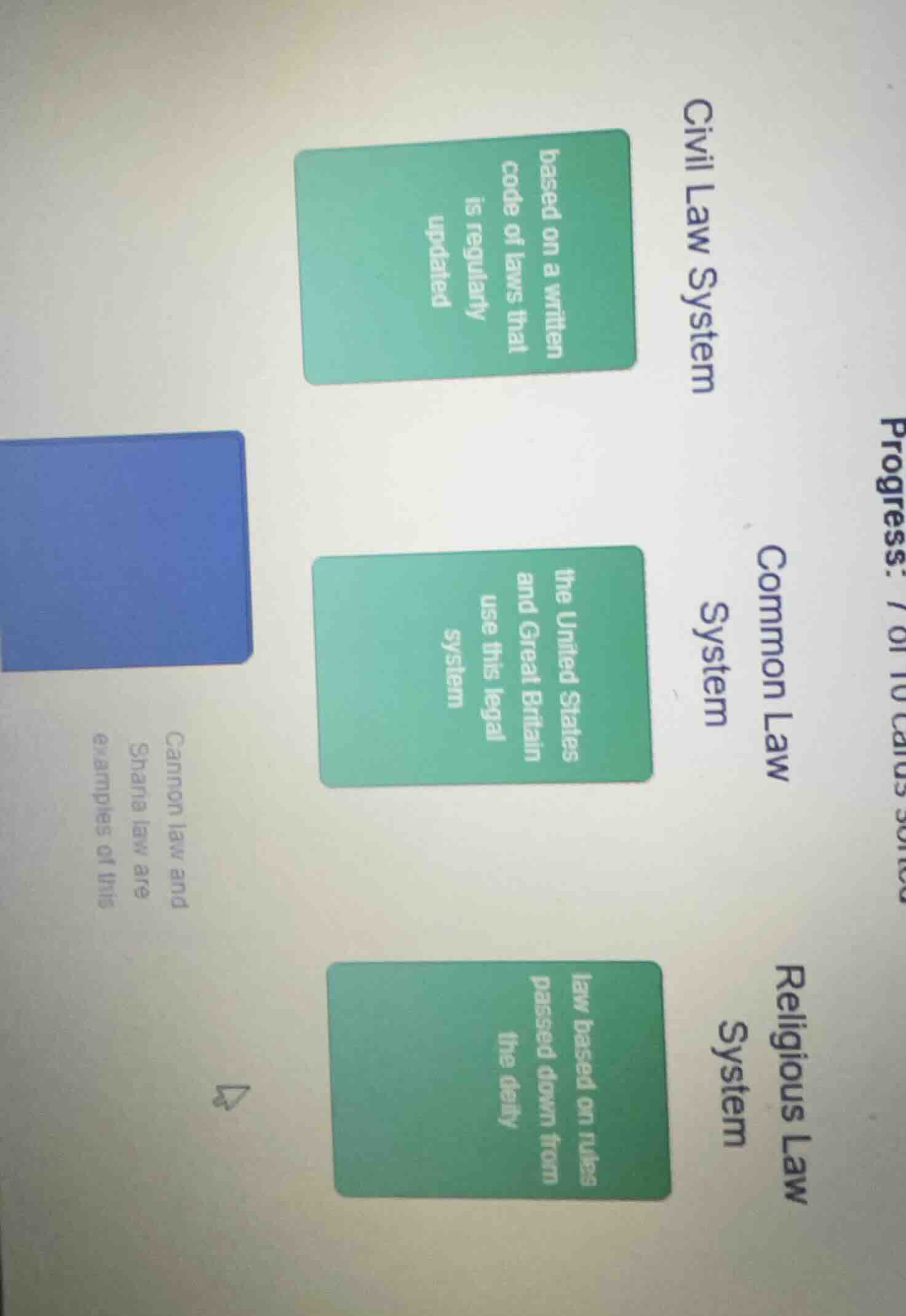 civil law system based on a written code of laws that is regularly upda…