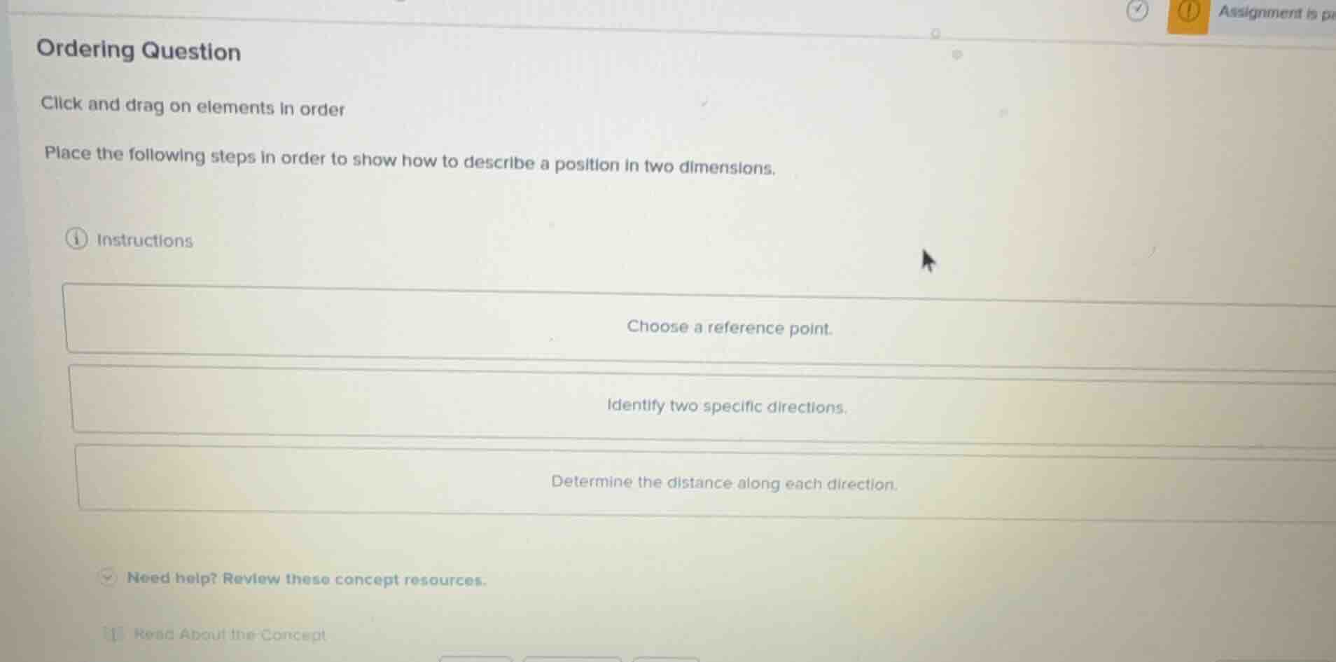 ordering question click and drag on elements in order place the followi…