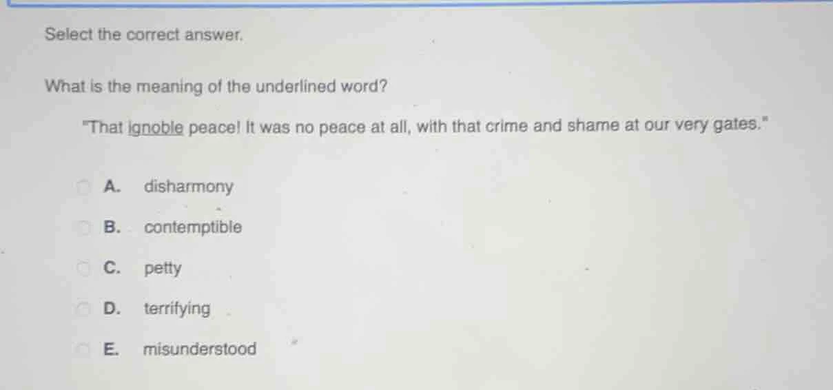 select the correct answer. what is the meaning of the underlined word? …