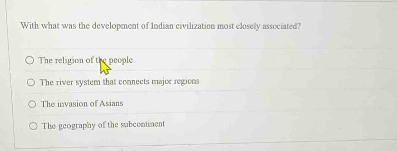 with what was the development of indian civilization most closely assoc…