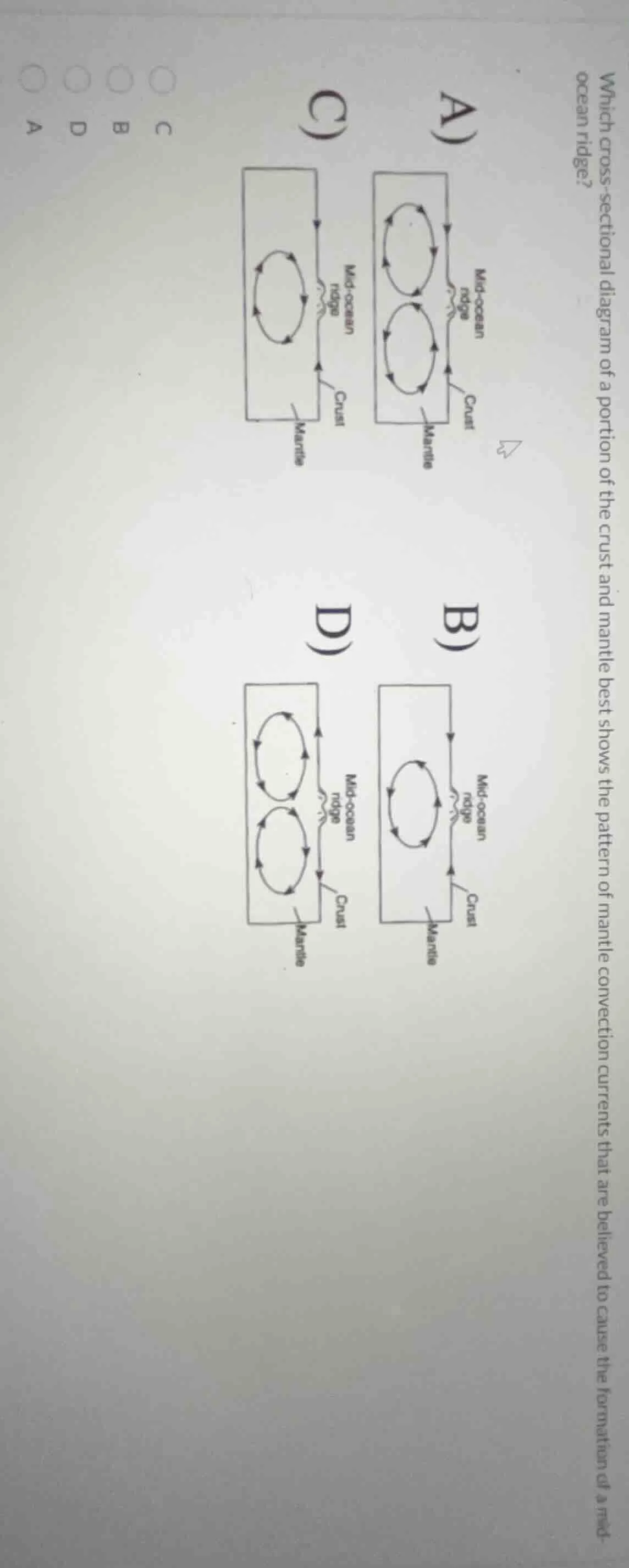 which cross - sectional diagram of a portion of the crust and mantle be…