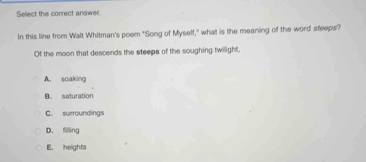 select the correct answer. in this line from walt whitmans poem \song o…