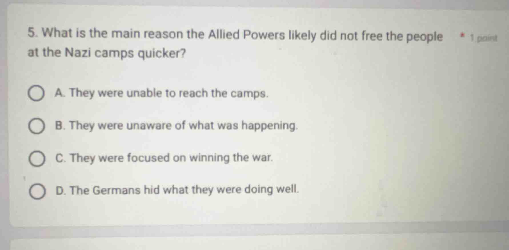5. what is the main reason the allied powers likely did not free the pe…