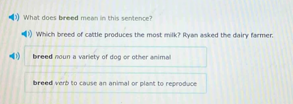 what does breed mean in this sentence? which breed of cattle produces t…