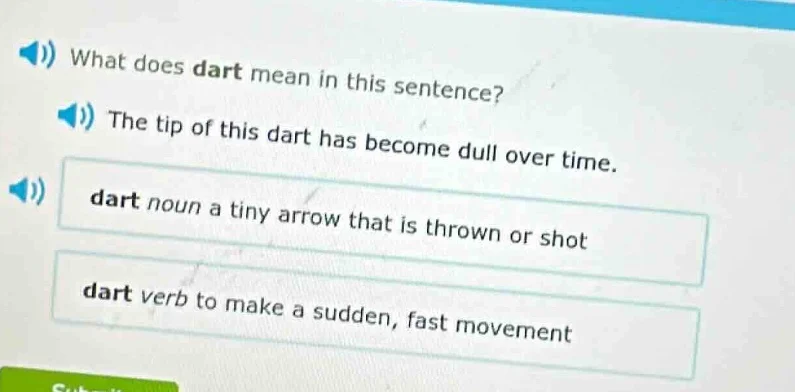 what does dart mean in this sentence? the tip of this dart has become d…