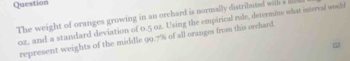 question the weight of oranges growing in an orchard is normally distri…