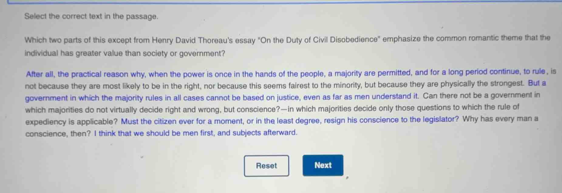 select the correct text in the passage. which two parts of this except …