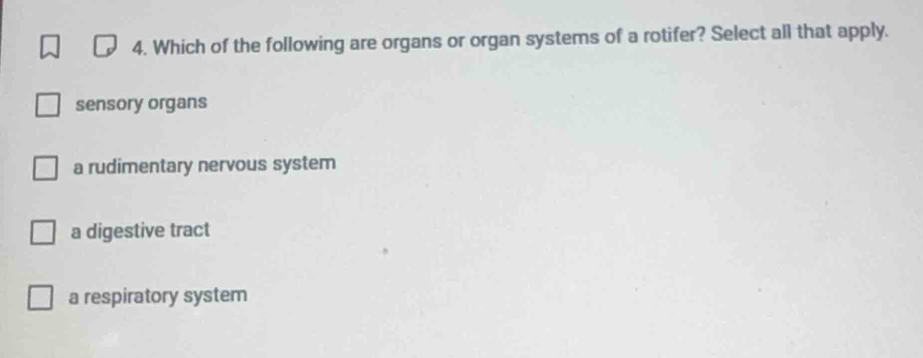 4. which of the following are organs or organ systems of a rotifer? sel…