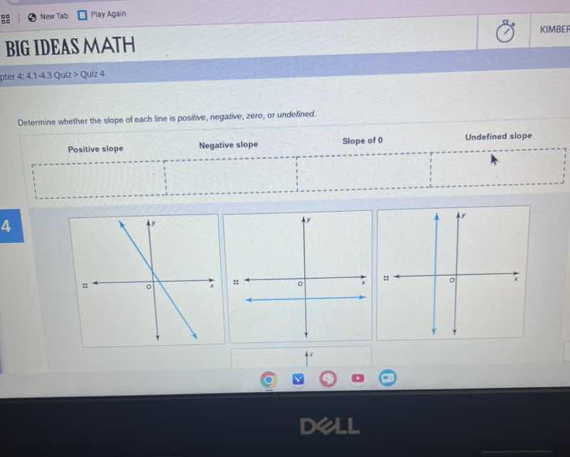 determine whether the slope of each line is positive, negative, zero, o…