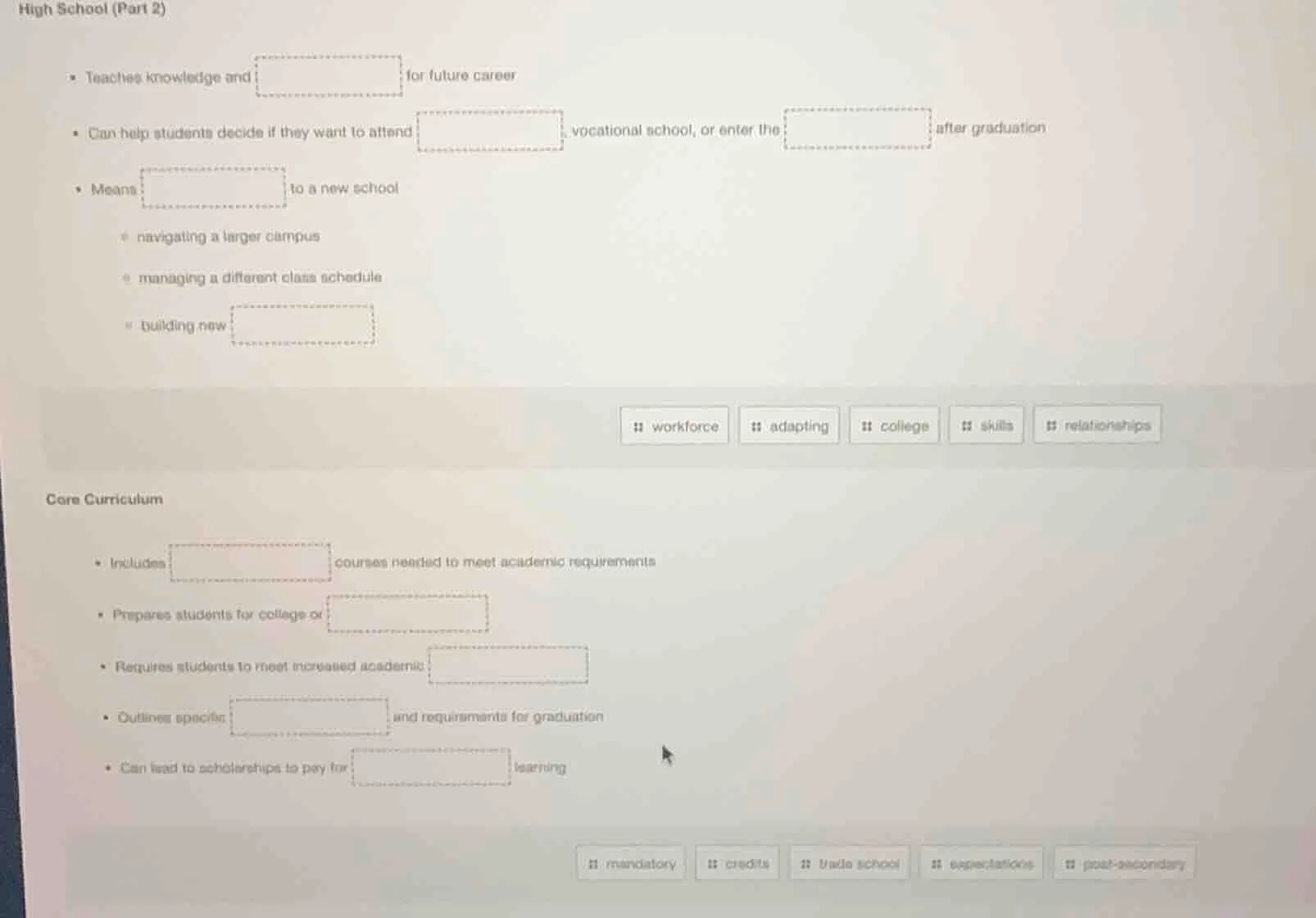 high school (part 2) - teaches knowledge and \boxed{} for future career…