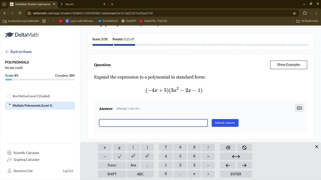 expand the expression to a polynomial in standard form: $(-4x + 5)(3x^2…