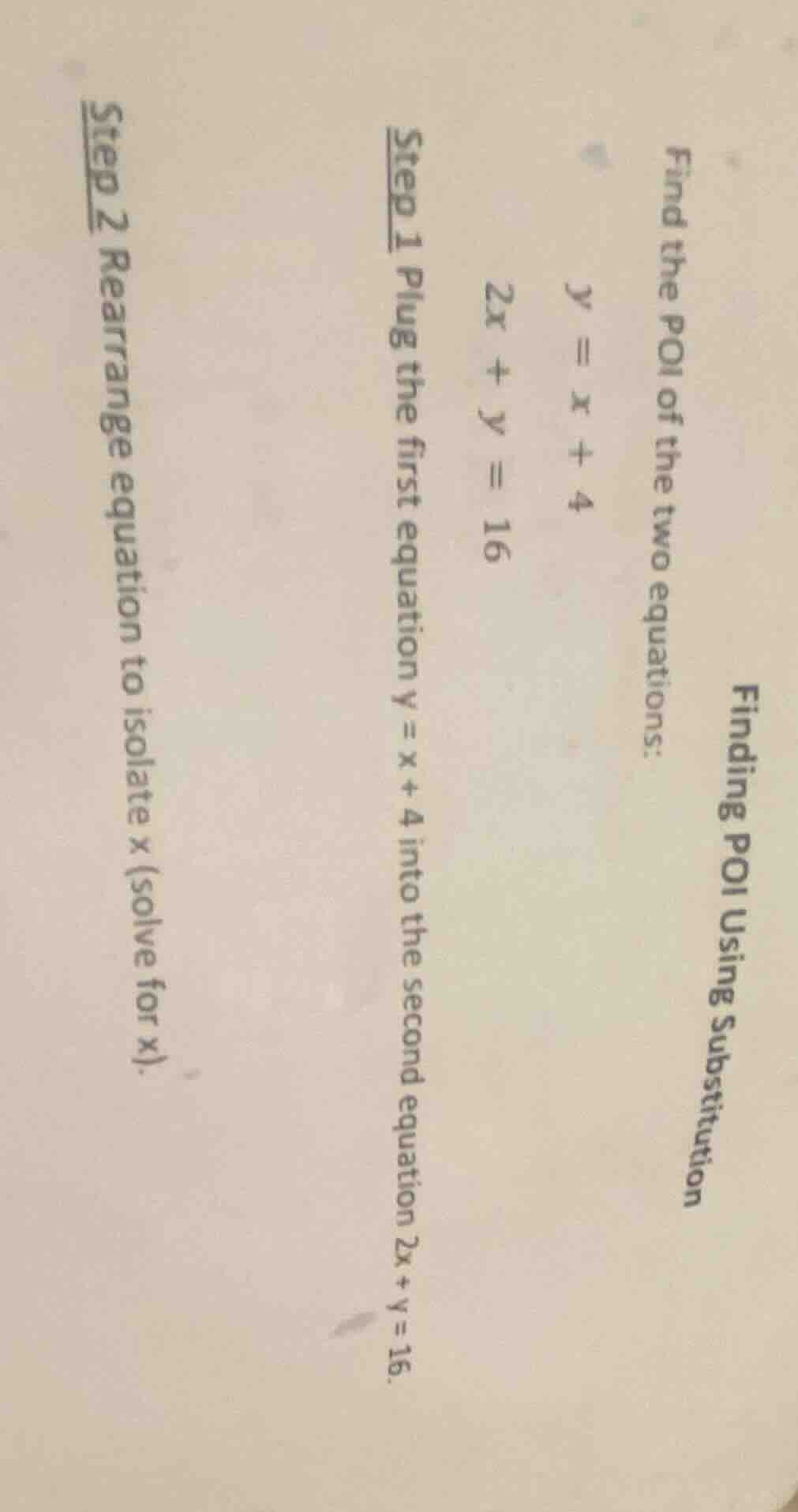 finding poi using substitution find the poi of the two equations: $y = …