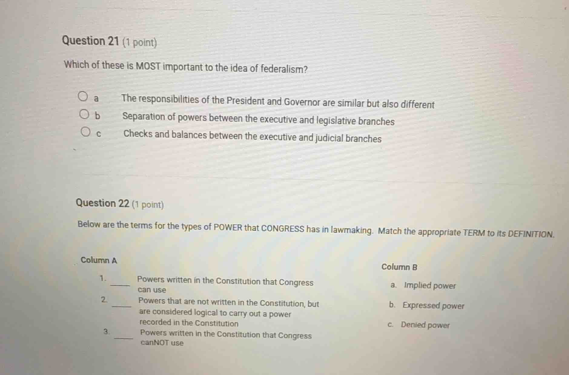 question 21 (1 point) which of these is most important to the idea of f…