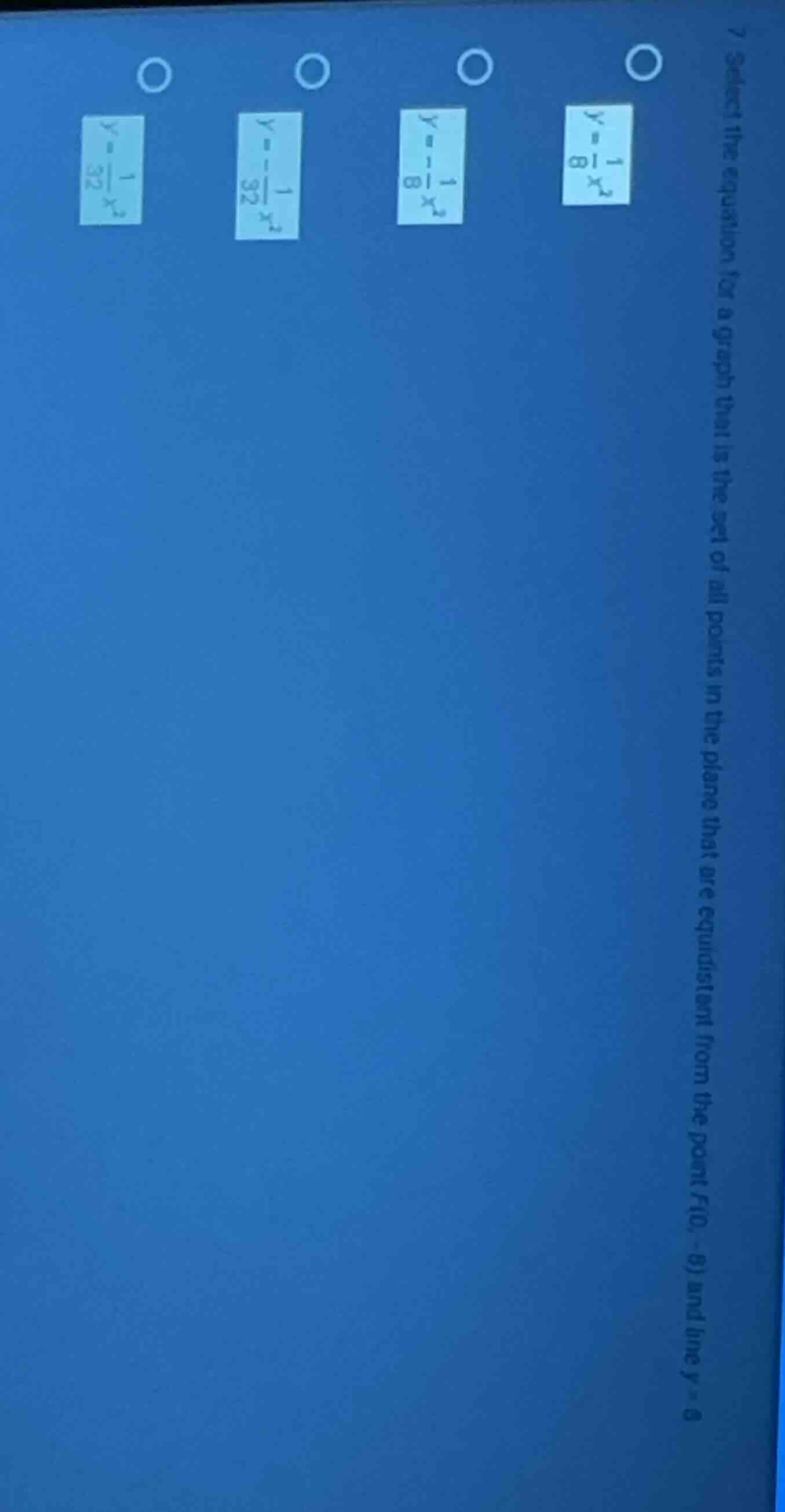 7 select the equation for a graph that is the set of all points in the …