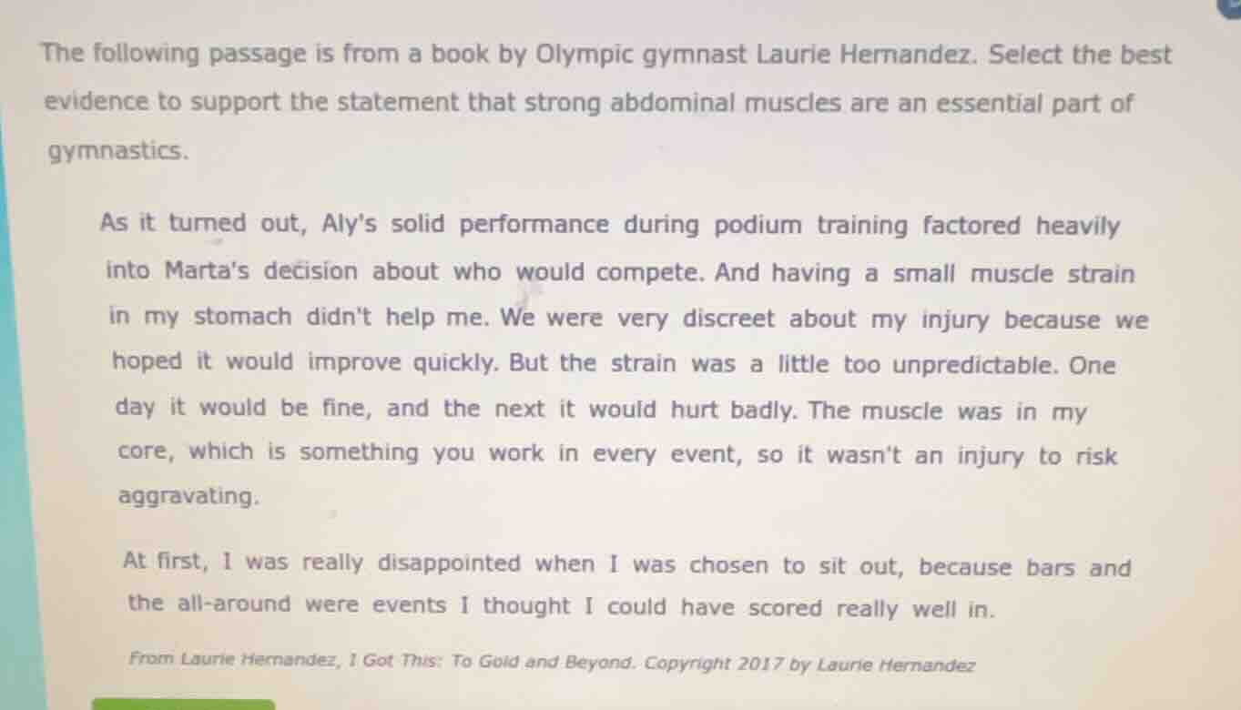 the following passage is from a book by olympic gymnast laurie hernande…