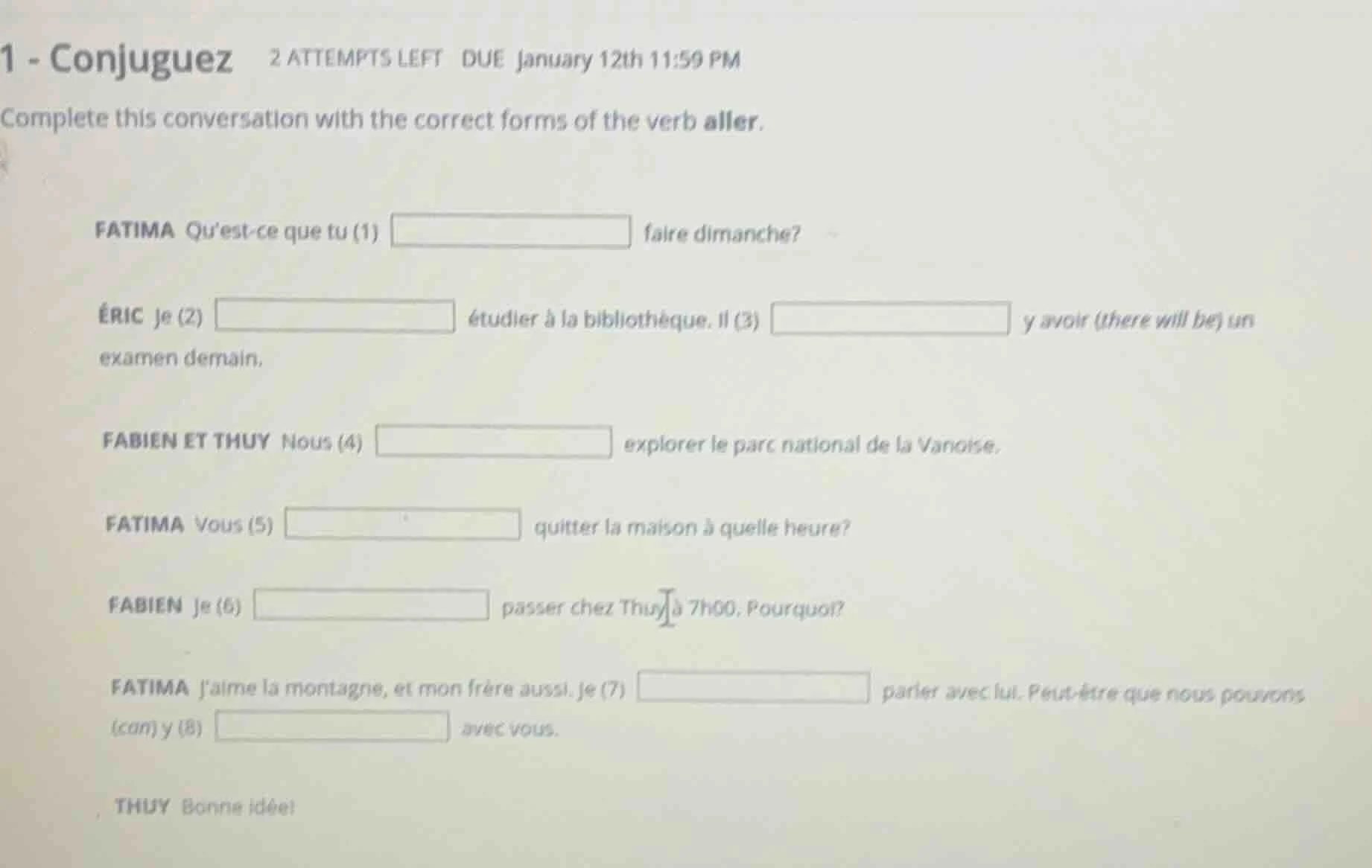 1 - conjuguez 2 attempts left due january 12th 11:59 pm complete this c…
