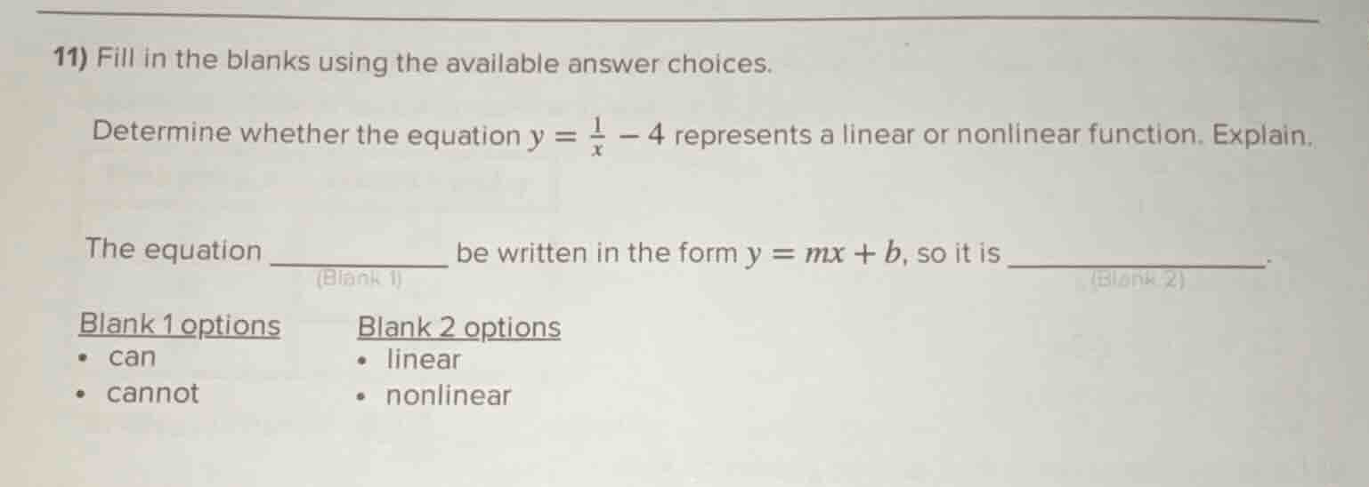 11) fill in the blanks using the available answer choices. determine wh…