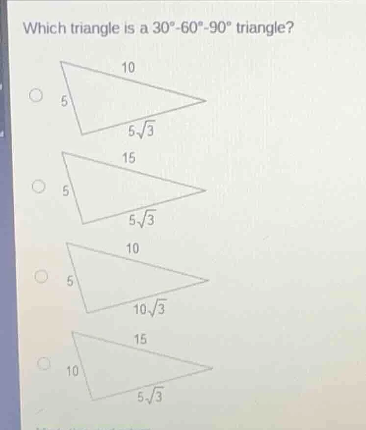 which triangle is a $30^{circ}$-$60^{circ}$-$90^{circ}$ triangle? - fir…