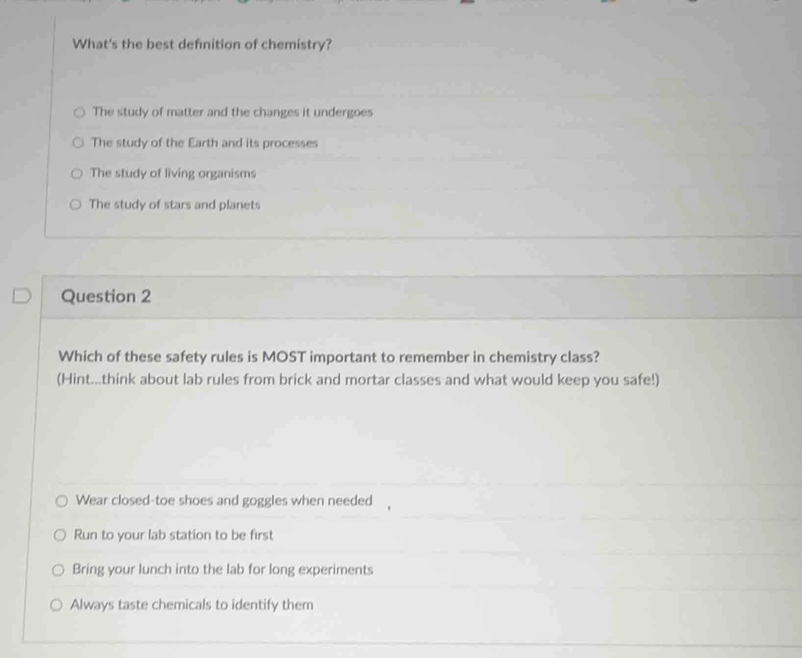 whats the best definition of chemistry? the study of matter and the cha…