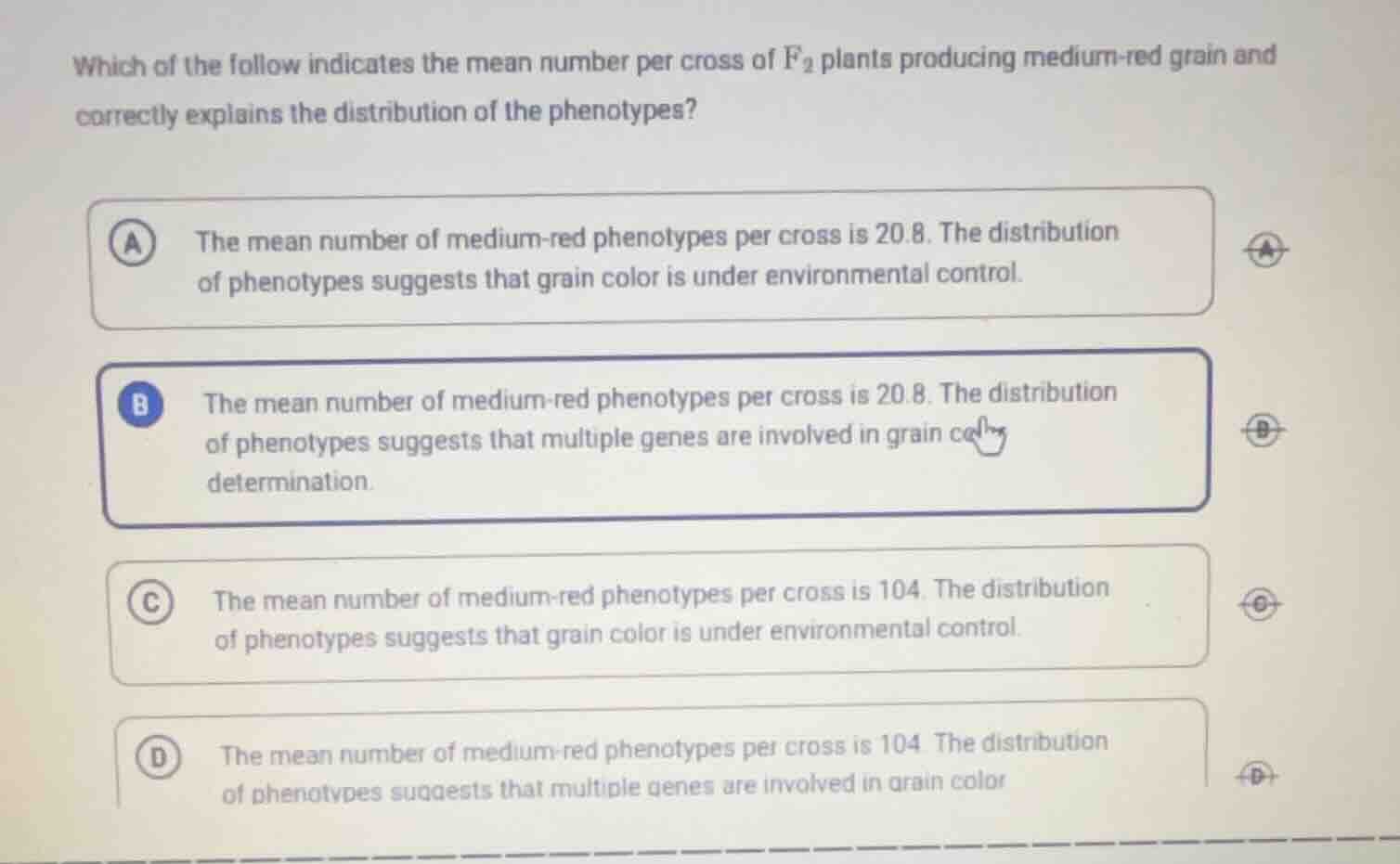 which of the follow indicates the mean number per cross of f₂ plants pr…