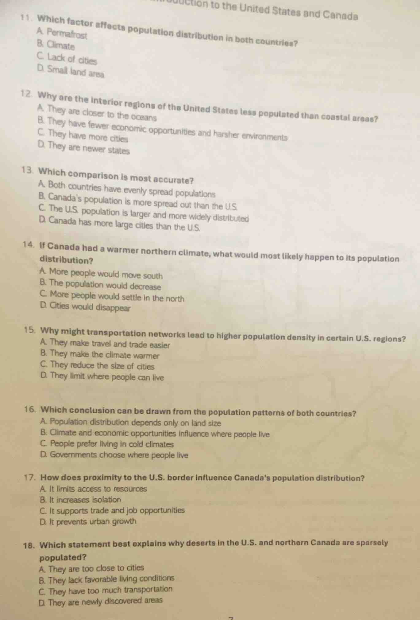 11. which factor affects population distribution in both countries? a. …