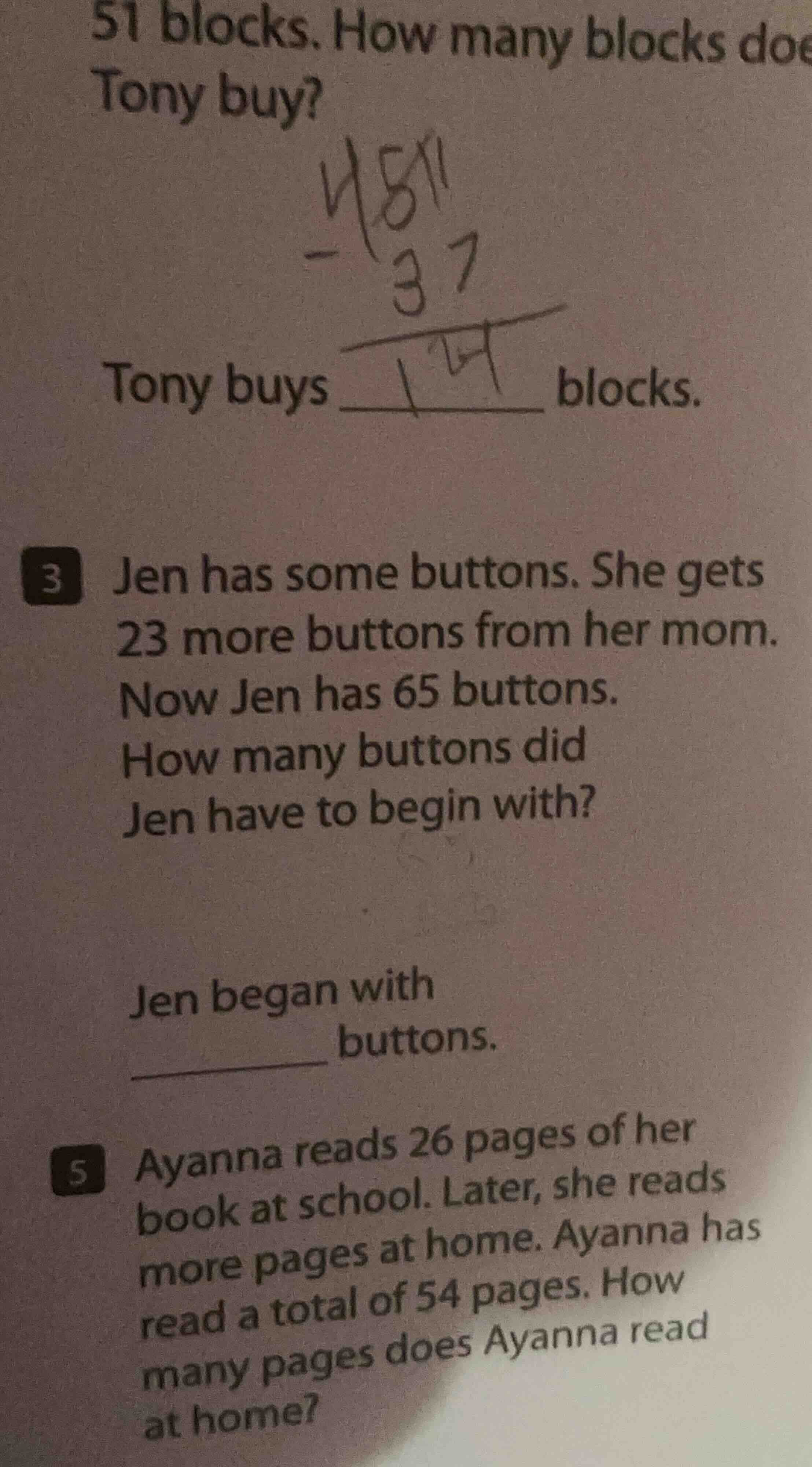 51 blocks. how many blocks doe tony buy? tony buys ____ blocks. 3 jen h…