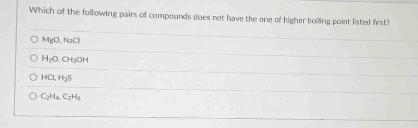 which of the following pairs of compounds does not have the one of high…