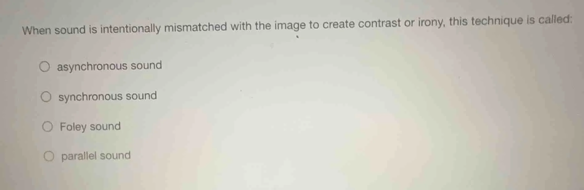 when sound is intentionally mismatched with the image to create contras…
