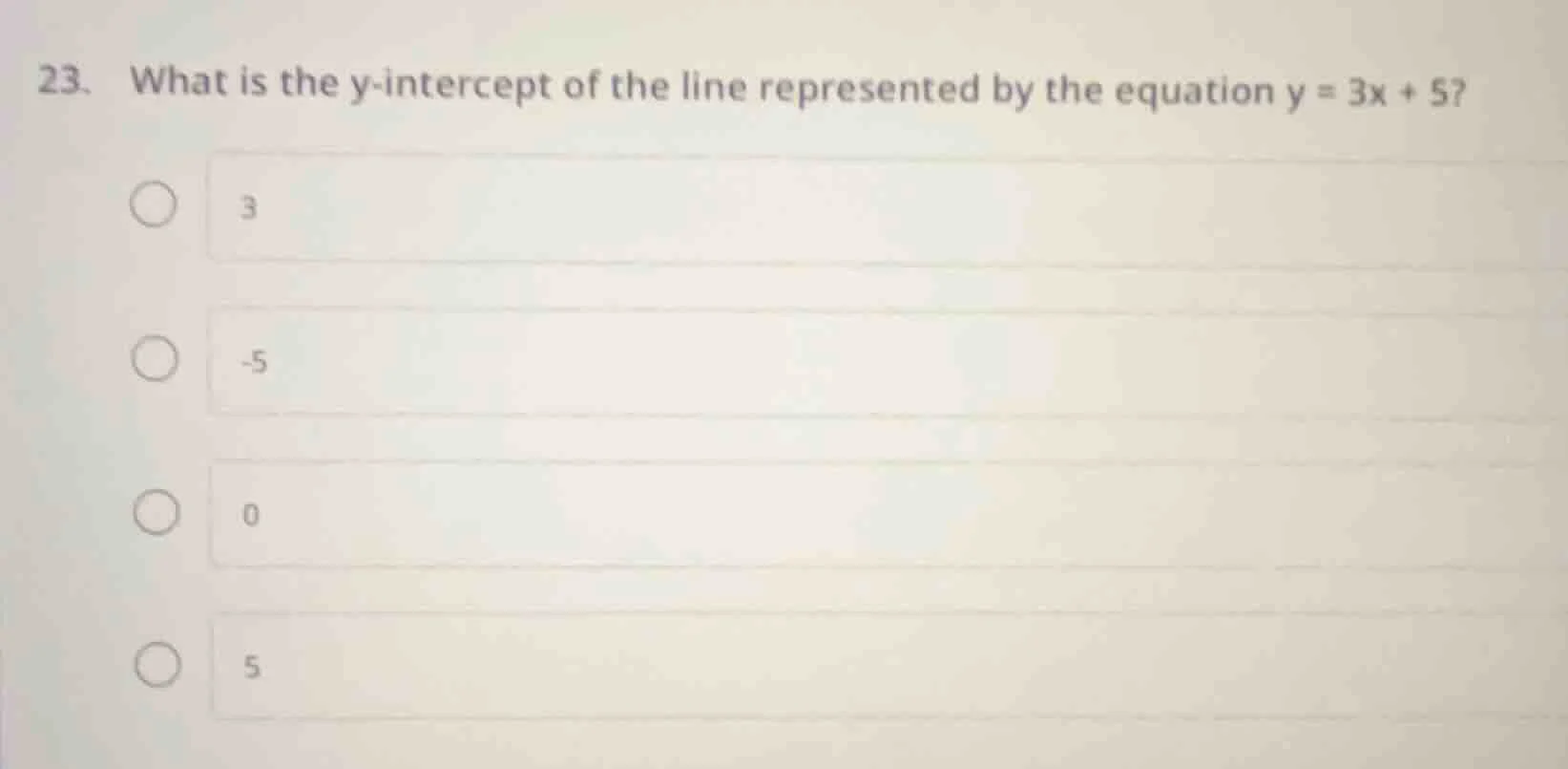 23. what is the y-intercept of the line represented by the equation $y …