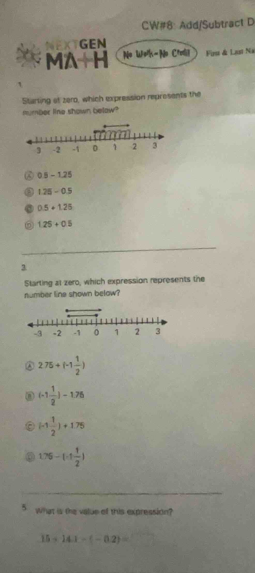 cw#8: add/subtract d next gen math no work - no credit first & last na …